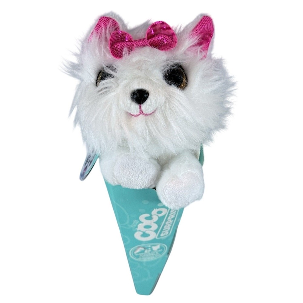Zuru Coco Surprise Cone Silvy Plush Dog White Mini 6" Toy